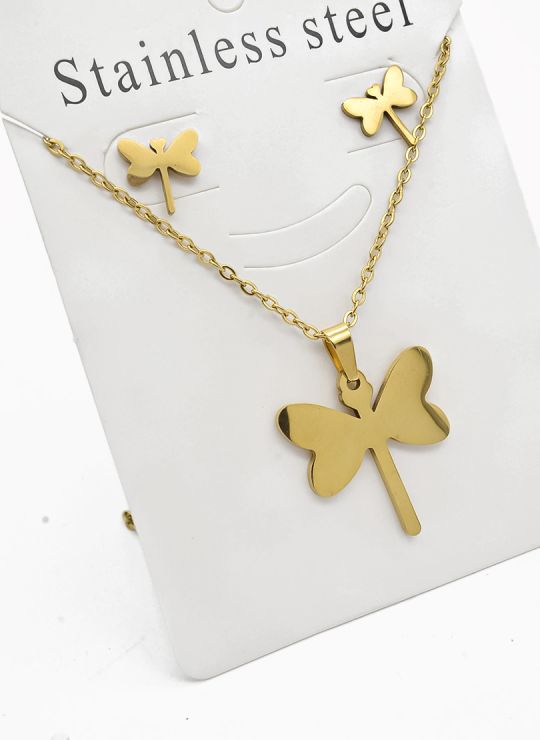 SET DE COLLAR, DIJE Y ARETES EN ACERO INOXIDABLE 316L