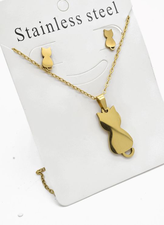 SET DE COLLAR, DIJE Y ARETES EN ACERO INOXIDABLE 316L