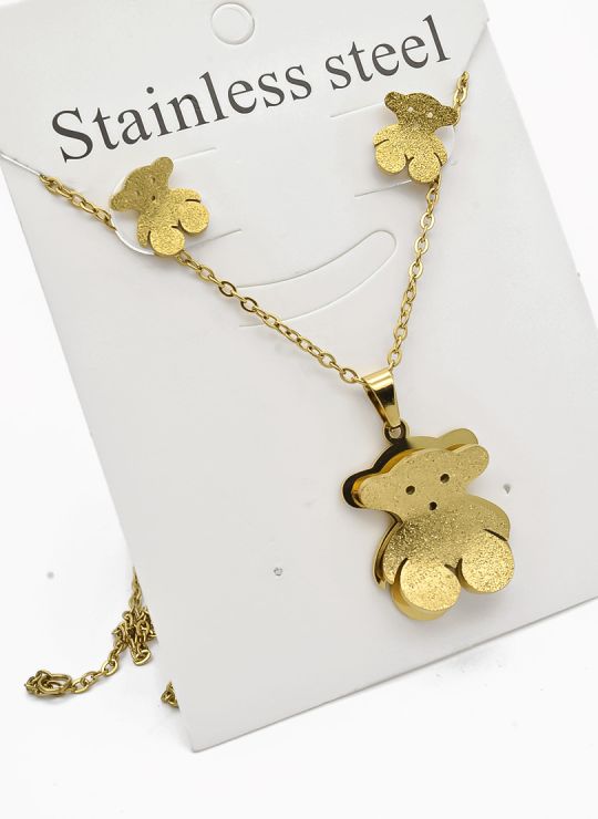SET DE COLLAR, DIJE Y ARETES EN ACERO INOXIDABLE 316L