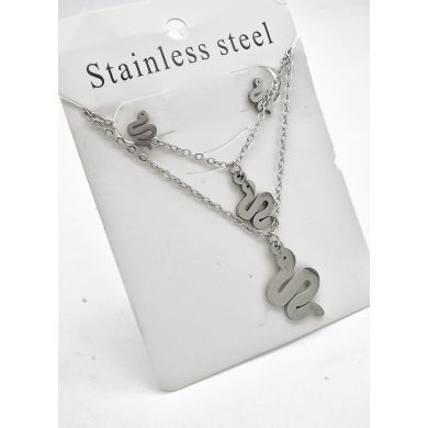 SET DE COLLAR, DIJE Y ARETES EN ACERO INOXIDABLE 316L