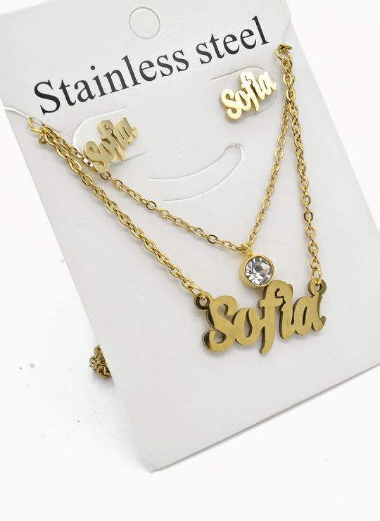 SET DE COLLAR, DIJE Y ARETES EN ACERO INOXIDABLE 316L