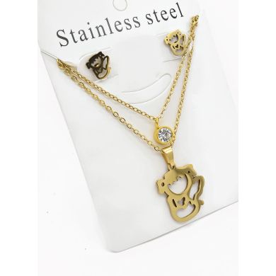 SET DE COLLAR, DIJE Y ARETES EN ACERO INOXIDABLE 316L