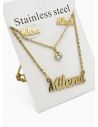 SET DE COLLAR, DIJE Y ARETES EN ACERO INOXIDABLE 316L