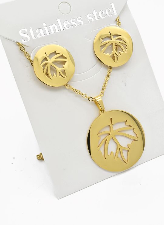 SET DE COLLAR, DIJE Y ARETES EN ACERO INOXIDABLE 316L