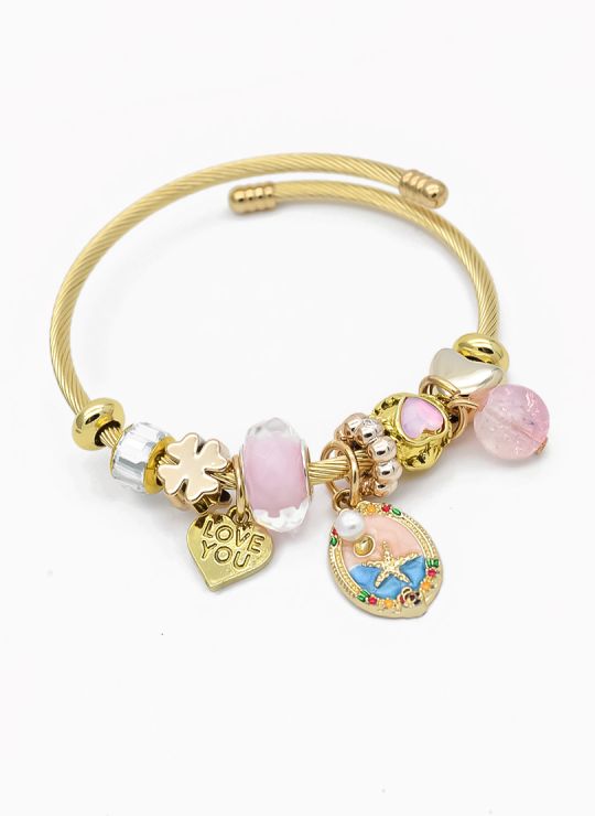 PULSERA TIPO PANDORA BRAZALETE EN RODIO CON MICROCIRCONES