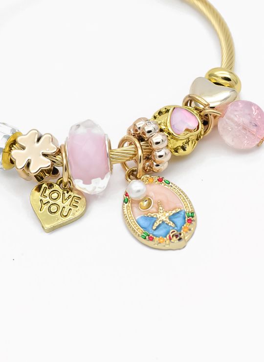 PULSERA TIPO PANDORA BRAZALETE EN RODIO CON MICROCIRCONES