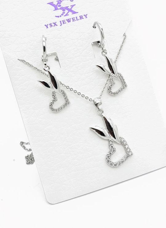SET DE COLLAR Y DIJE EN RODIO CON MICROCIRCIONES / GARANTIA
