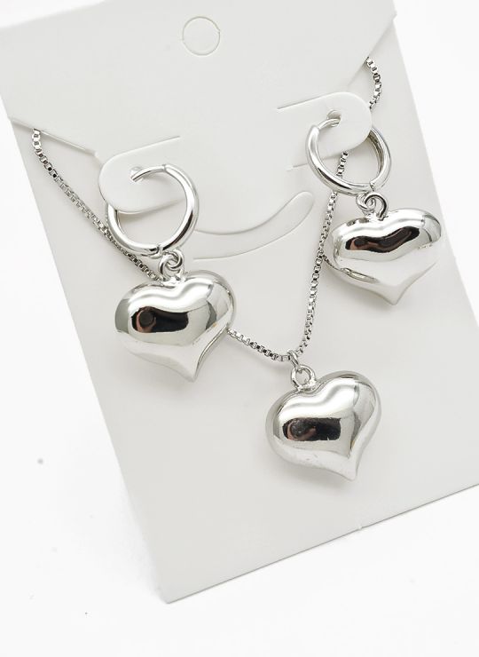 SET DE COLLAR Y DIJE EN RODIO CON MICROCIRCIONES / GARANTIA