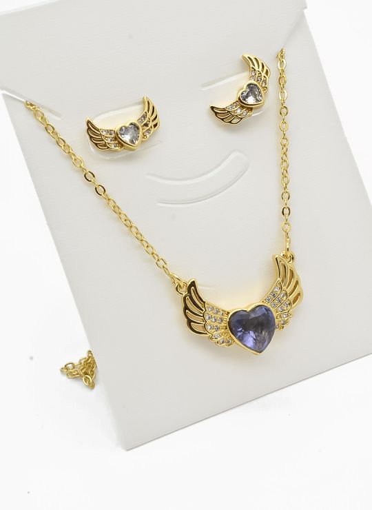 SET DE COLLAR Y DIJE EN RODIO CON MICROCIRCIONES / GARANTIA
