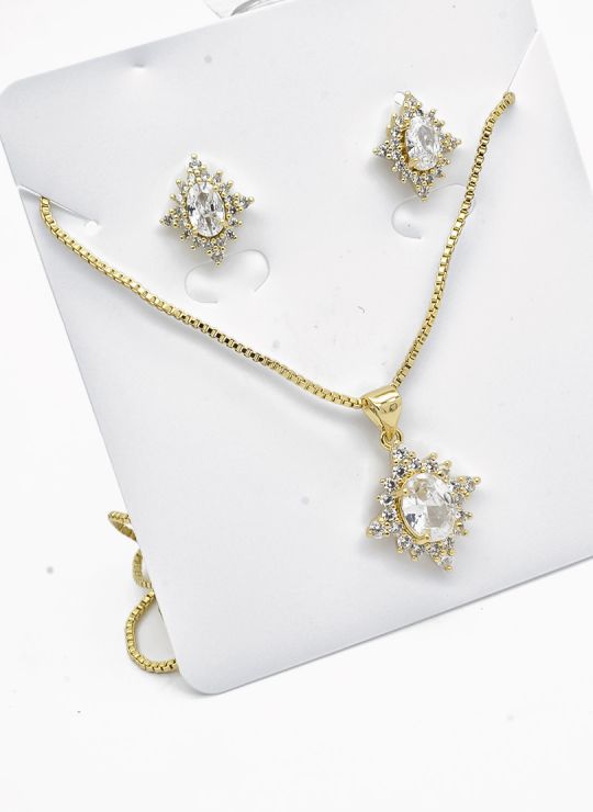 SET DE COLLAR Y DIJE EN RODIO CON MICROCIRCIONES / GARANTIA