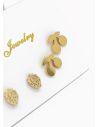 SET DE ARETES X 3 CRISTALES SURTIDO/ACERO INOXIDABLE