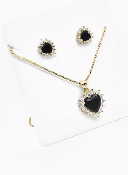 SET DE COLLAR Y DIJE EN RODIO CON MICROCIRCIONES / GARANTIA