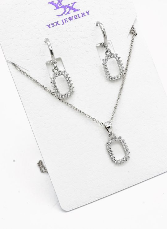 SET DE COLLAR Y DIJE EN RODIO CON MICROCIRCIONES / GARANTIA