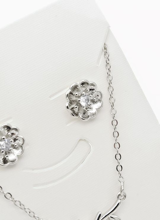 SET DE COLLAR Y DIJE EN RODIO CON MICROCIRCIONES / GARANTIA