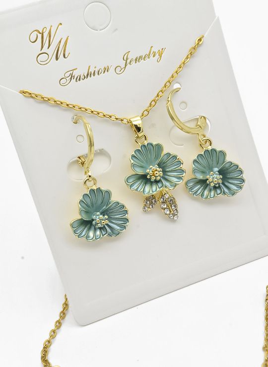SET DE COLLAR Y DIJE EN RODIO CON MICROCIRCIONES / GARANTIA