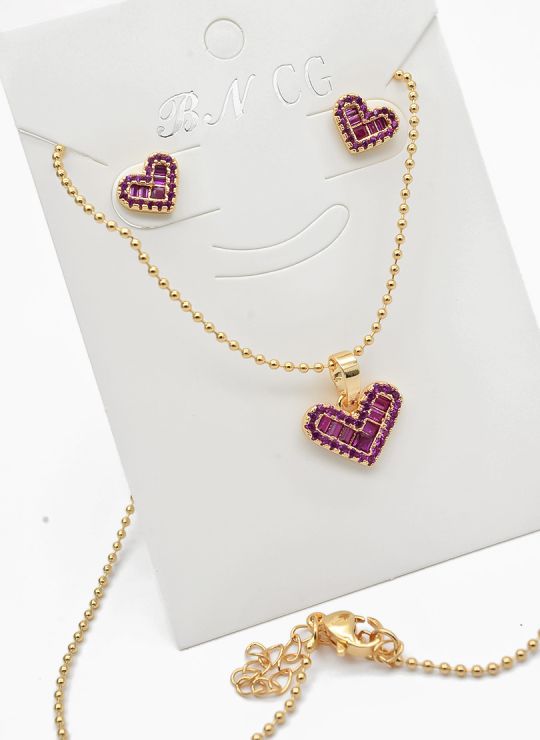 SET DE COLLAR Y DIJE EN RODIO CON MICROCIRCIONES / GARANTIA