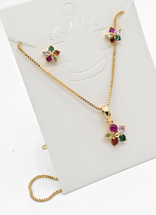 SET DE COLLAR Y DIJE EN RODIO CON MICROCIRCIONES / GARANTIA