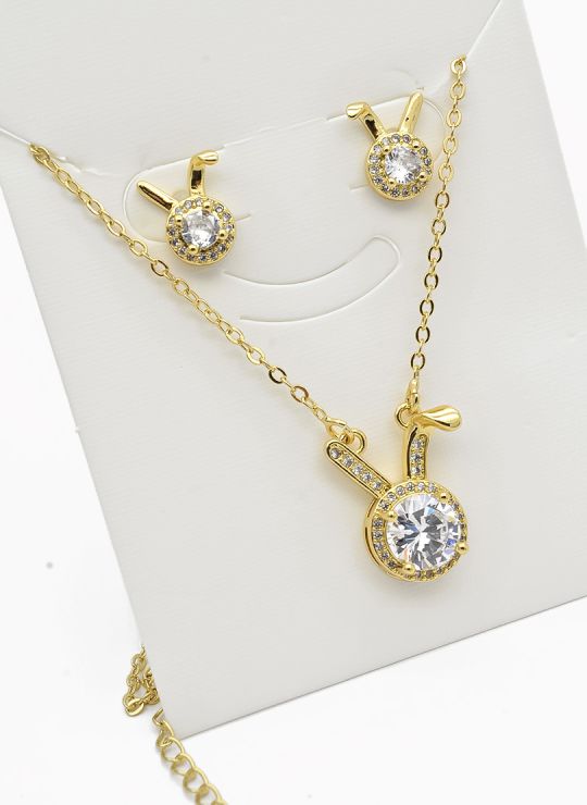 SET DE COLLAR Y DIJE EN RODIO CON MICROCIRCIONES / GARANTIA