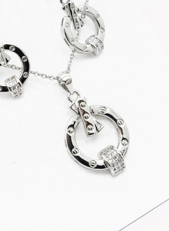 SET DE COLLAR Y DIJE EN RODIO CON MICROCIRCIONES / GARANTIA