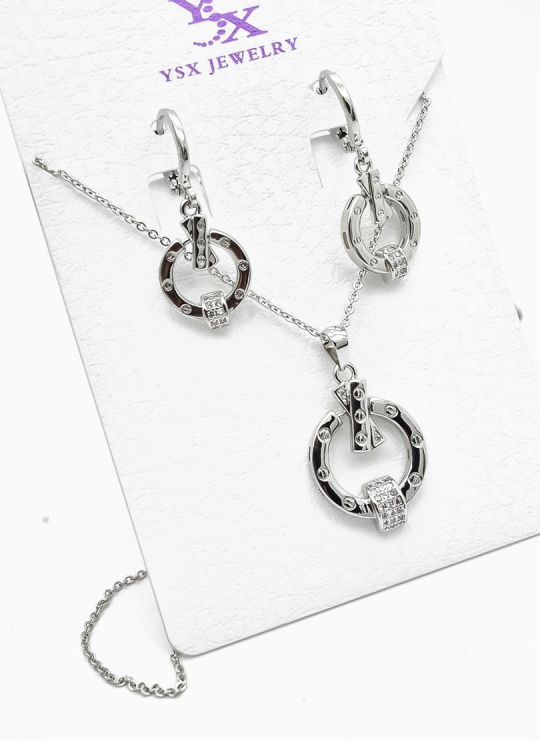 SET DE COLLAR Y DIJE EN RODIO CON MICROCIRCIONES / GARANTIA