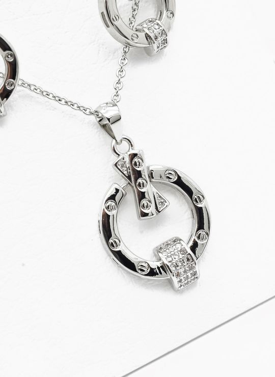 SET DE COLLAR Y DIJE EN RODIO CON MICROCIRCIONES / GARANTIA