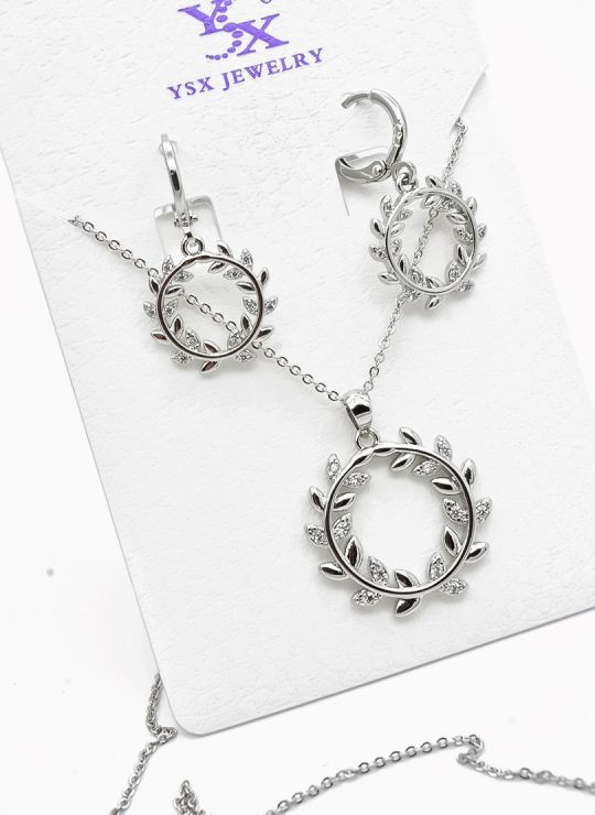 SET DE COLLAR Y DIJE EN RODIO CON MICROCIRCIONES / GARANTIA