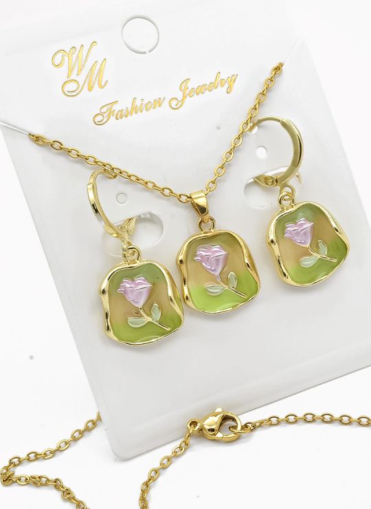 SET DE COLLAR Y DIJE EN RODIO CON MICROCIRCIONES / GARANTIA