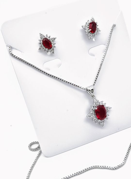 SET DE COLLAR Y DIJE EN RODIO CON MICROCIRCIONES / GARANTIA