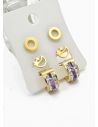 SET DE ARETES X 3 CRISTALES SURTIDO/ACERO INOXIDABLE