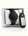 SET DE RELOJ CON LLAVERO METALICO CUERO Y ESTUCHE DE LUJO