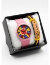 SET RELOJ GOMA CABALLERO COLOMBIA CON PULSERA EN RODIO Y ESTUCHE DE LUJO