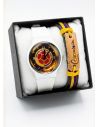 SET RELOJ GOMA CABALLERO COLOMBIA CON PULSERA EN RODIO Y ESTUCHE DE LUJO