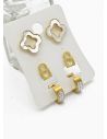 SET DE ARETES X 3 CRISTALES SURTIDO/ACERO INOXIDABLE