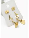 SET DE ARETES X 3 CRISTALES SURTIDO/ACERO INOXIDABLE