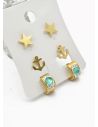 SET DE ARETES X 3 CRISTALES SURTIDO/ACERO INOXIDABLE