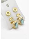 SET DE ARETES X 3 CRISTALES SURTIDO/ACERO INOXIDABLE