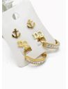 SET DE ARETES X 3 CRISTALES SURTIDO/ACERO INOXIDABLE