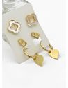 SET DE ARETES X 3 CRISTALES SURTIDO/ACERO INOXIDABLE