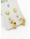 SET DE ARETES X 3 CRISTALES SURTIDO/ACERO INOXIDABLE