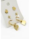 SET DE ARETES X 3 CRISTALES SURTIDO/ACERO INOXIDABLE