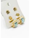 SET DE ARETES X 3 CRISTALES SURTIDO/ACERO INOXIDABLE