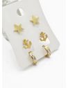 SET DE ARETES X 3 CRISTALES SURTIDO/ACERO INOXIDABLE