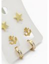SET DE ARETES X 3 CRISTALES SURTIDO/ACERO INOXIDABLE