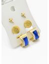 SET DE ARETES X 3 CRISTALES SURTIDO/ACERO INOXIDABLE