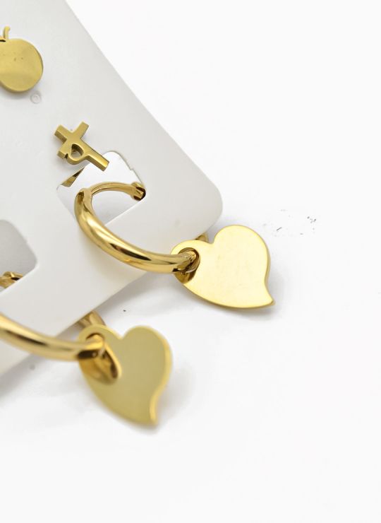 SET DE ARETES X 3 CRISTALES SURTIDO/ACERO INOXIDABLE