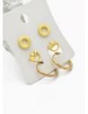 SET DE ARETES X 3 CRISTALES SURTIDO/ACERO INOXIDABLE