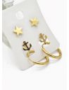 SET DE ARETES X 3 CRISTALES SURTIDO/ACERO INOXIDABLE