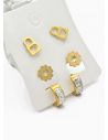 SET DE ARETES X 3 CRISTALES SURTIDO/ACERO INOXIDABLE