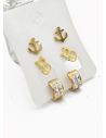 SET DE ARETES X 3 CRISTALES SURTIDO/ACERO INOXIDABLE