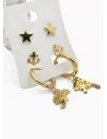 SET DE ARETES X 3 CRISTALES SURTIDO/ACERO INOXIDABLE